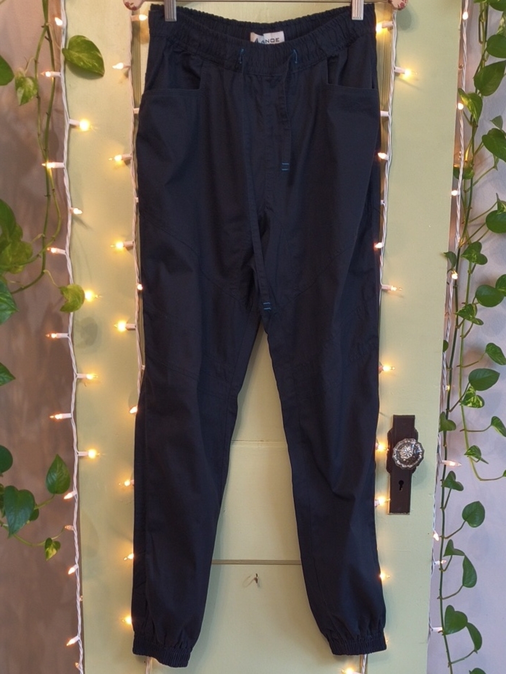 Men's Canoe Navy Blue Elastic Ankle Waist Parachute Pant Jogger 30